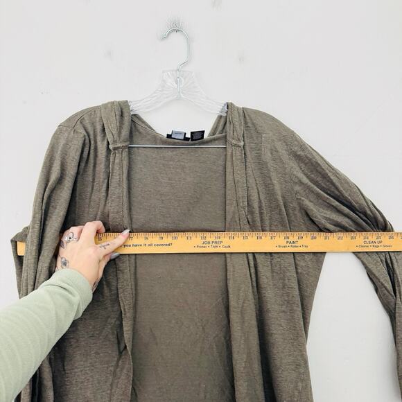 Tahari Linen Brown Open Front Hooded Cardigan Women’s Size XL - Picture 3 of 7
